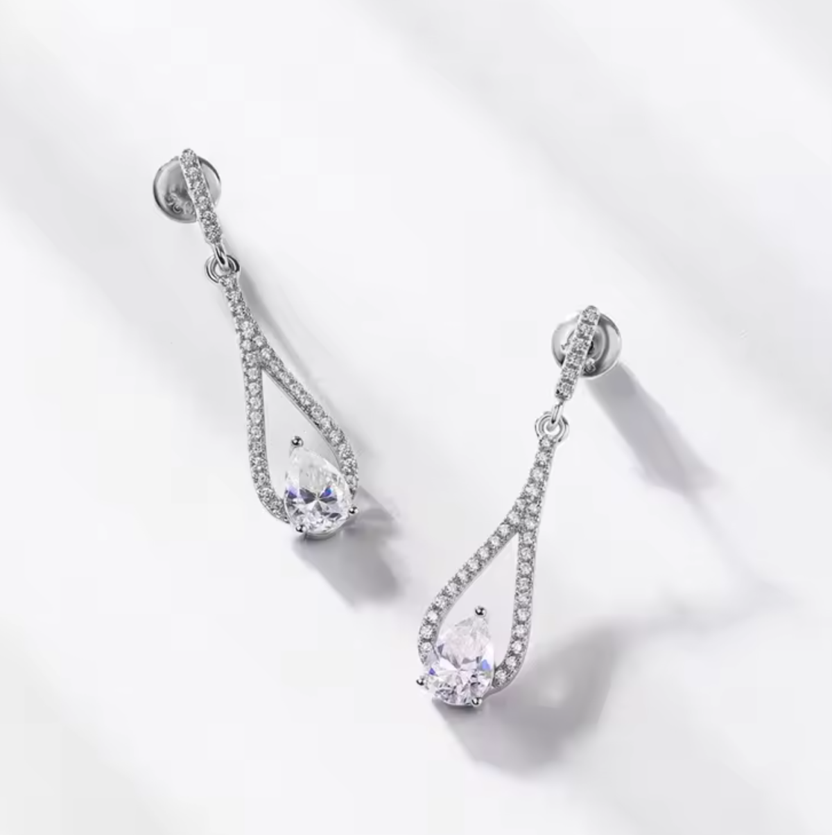 2024 New Arrival White Silver Earrings Studs 925 Pear Lab Grown Moissanite Diamond Jewelry Earring For Women Holidany Gift - Image 2