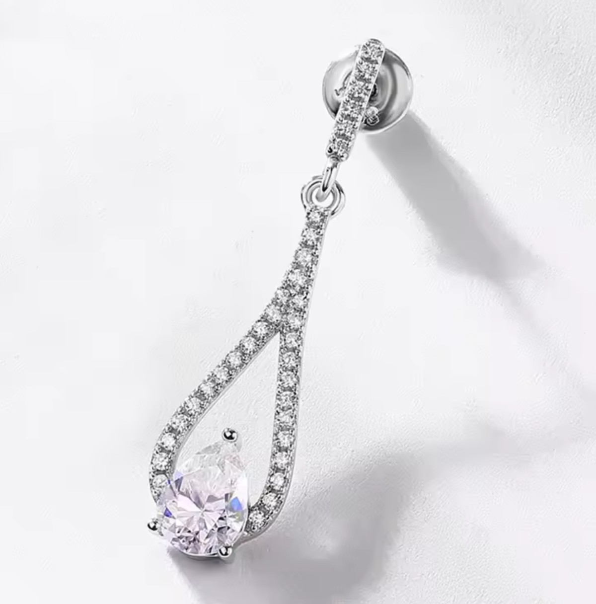 2024 New Arrival White Silver Earrings Studs 925 Pear Lab Grown Moissanite Diamond Jewelry Earring For Women Holidany Gift - Image 3