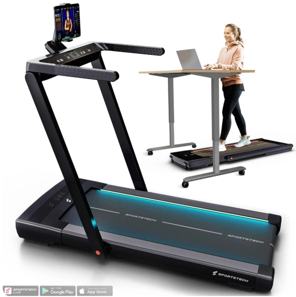 2in1 Treadmill Foldable Walking Pad Under Desk for Home Office | Remote Control + App | Easy Convertible 300lbs Tread