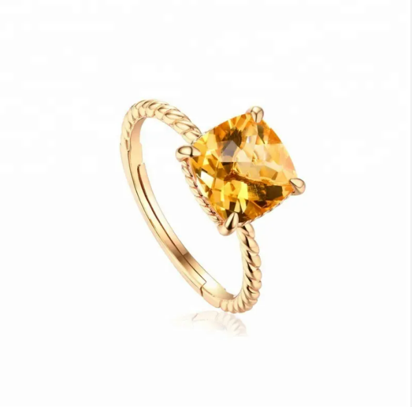 Natural big gemstone women jewelry gold vermeil Sterling silver citrine ring