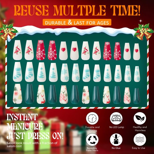 Christmas nail suit 72 pieces combination long ladder Ballet nail Cross border festive nail decoration nail patch
