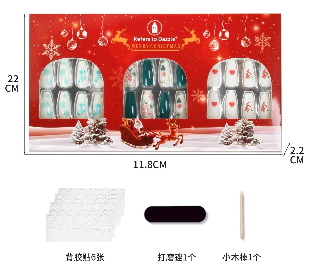 Christmas nail suit 72 pieces combination long ladder Ballet nail Cross border festive nail decoration nail patch - Image 3