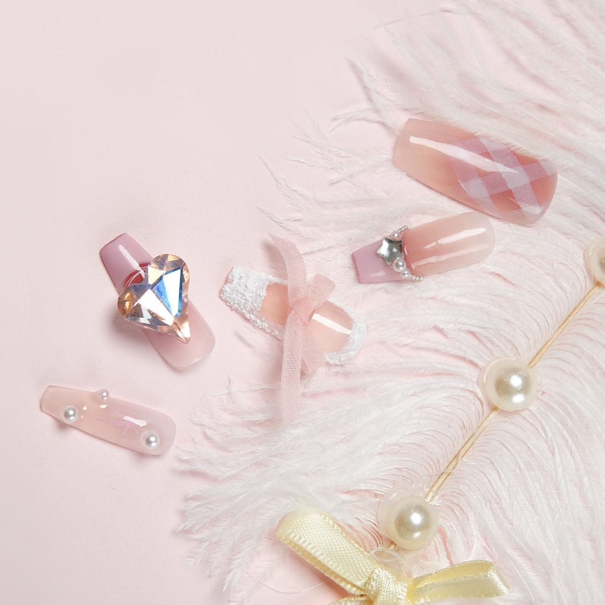 Handmade wear nail plate flash cat eye short square head long ladder in stock transparent box package gift kit - Image 3