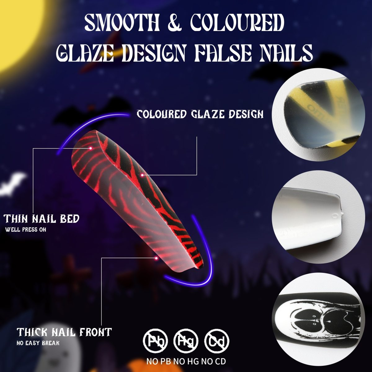 Halloween Christmas wear nails and nails fake nail nail nail nail nail nail nail set 72 pieces with jelly glue - Image 5
