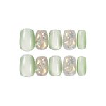 Handmade wear nail plate flash cat eye short square head long ladder in stock transparent box package gift kit - Image 5